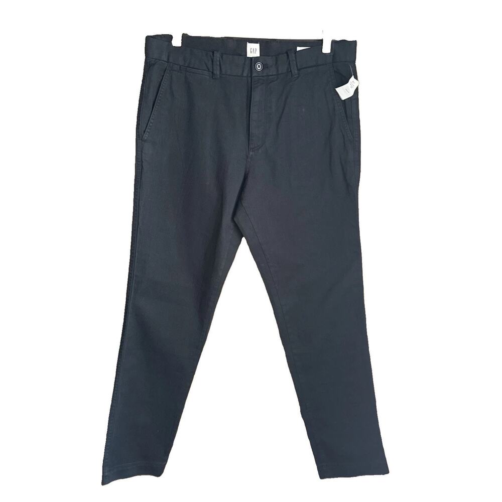 Gap Men’s Straight Lefthand Twill Chino Pants 33x32 Moonless Night Black NWT